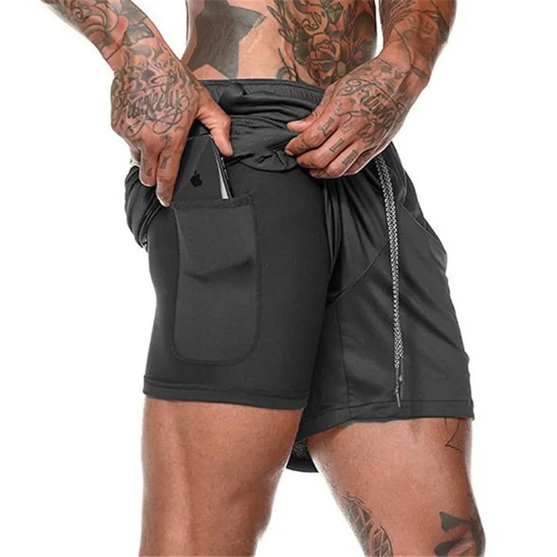 Men’s 2-in-1 Running & Gym Shorts – Double-Layer Sportswear for Fitness & Beach - OJABay