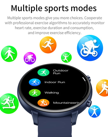 Fitness Smartwatch with Heart Rate & BP Monitor – Make Calls, Multi-Sport Modes - OJABay