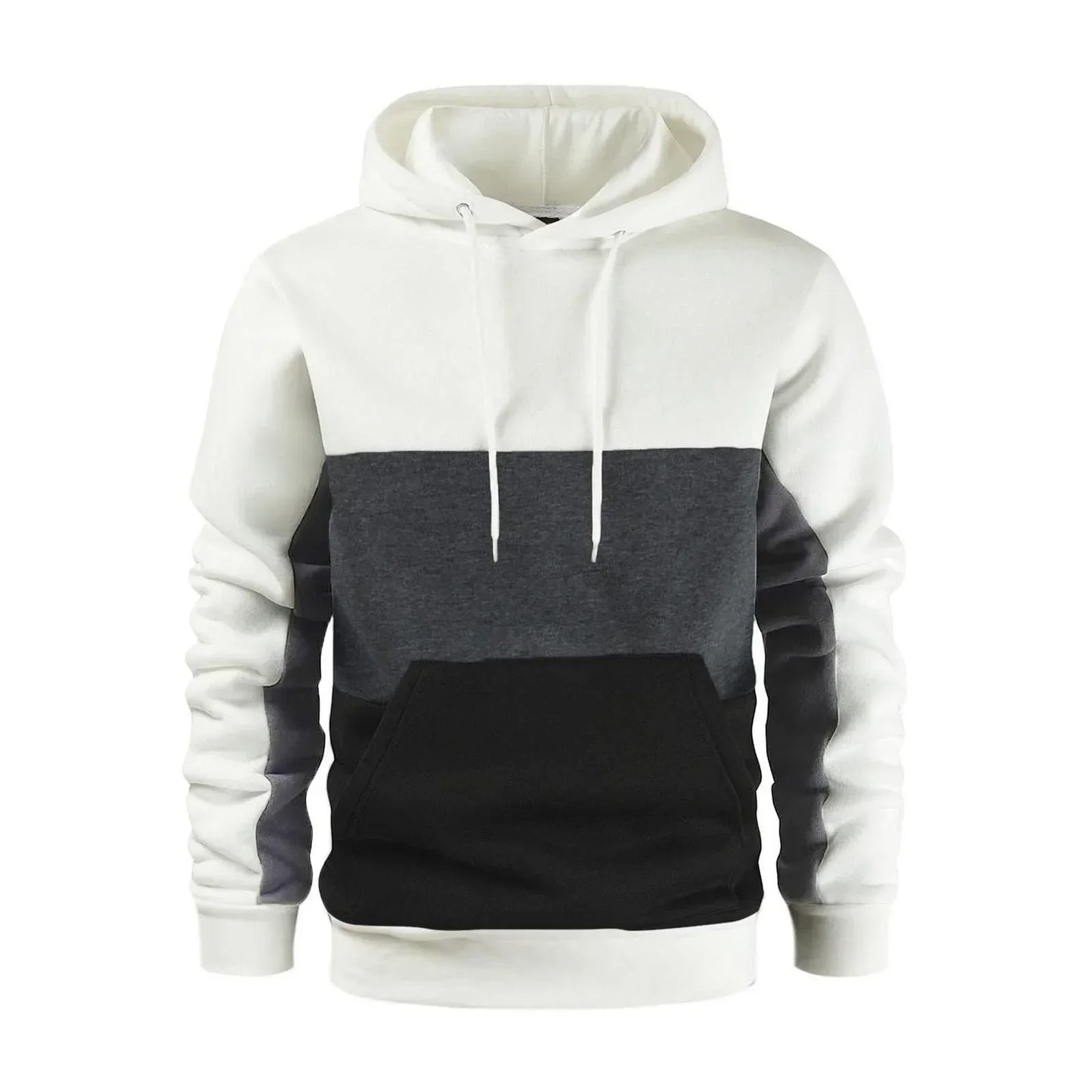 Men’s Patchwork Fleece Hoodie – Warm Casual Streetwear Pullover - OJABay