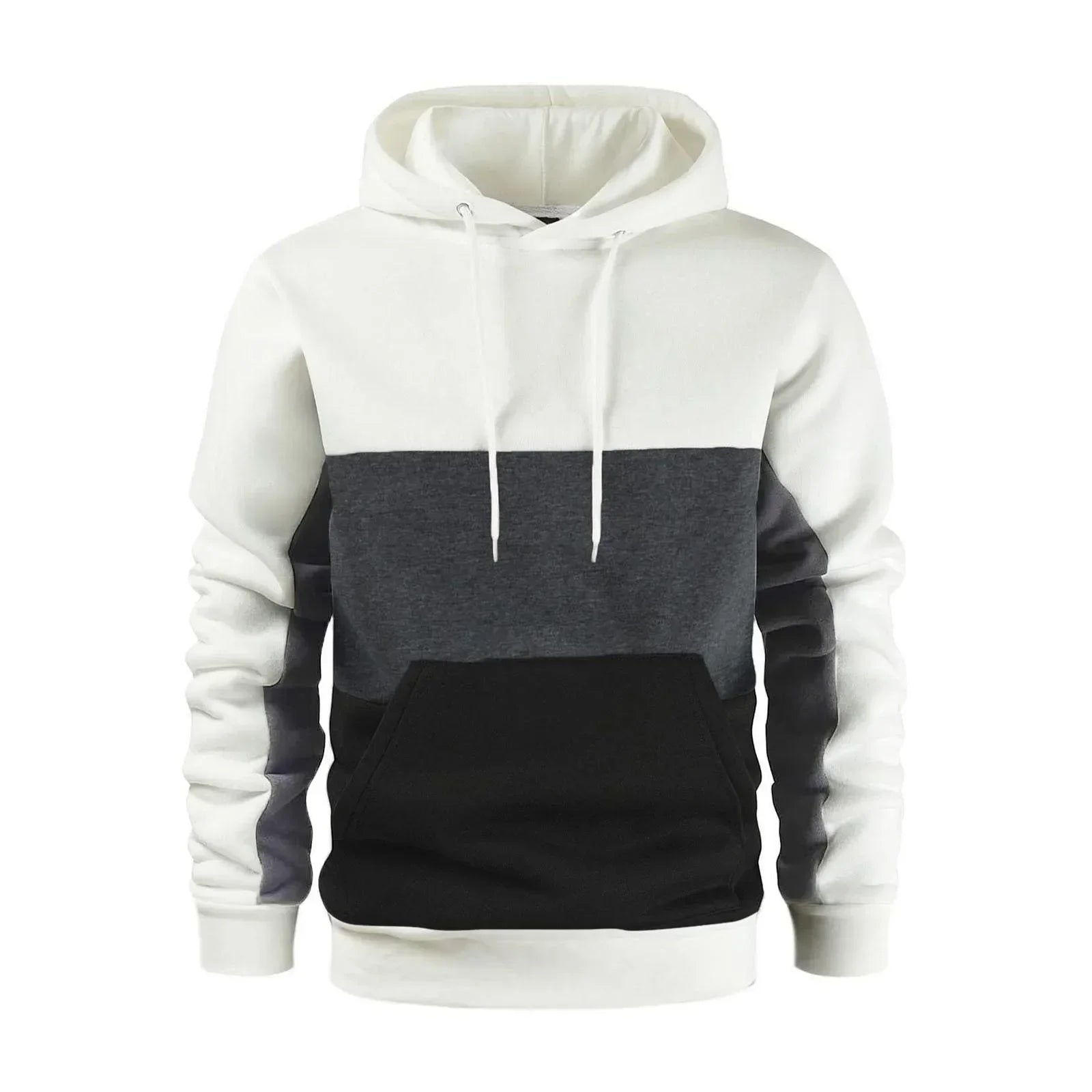 Men’s Patchwork Fleece Hoodie – Warm Casual Streetwear Pullover - OJABay