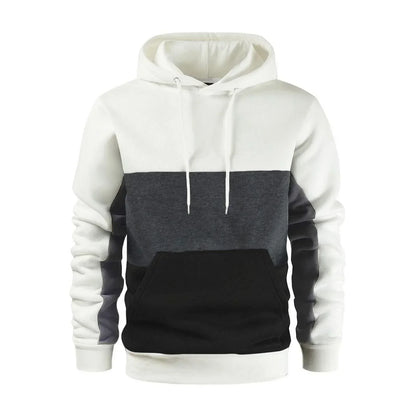 Men’s Patchwork Fleece Hoodie – Warm Casual Streetwear Pullover - OJABay