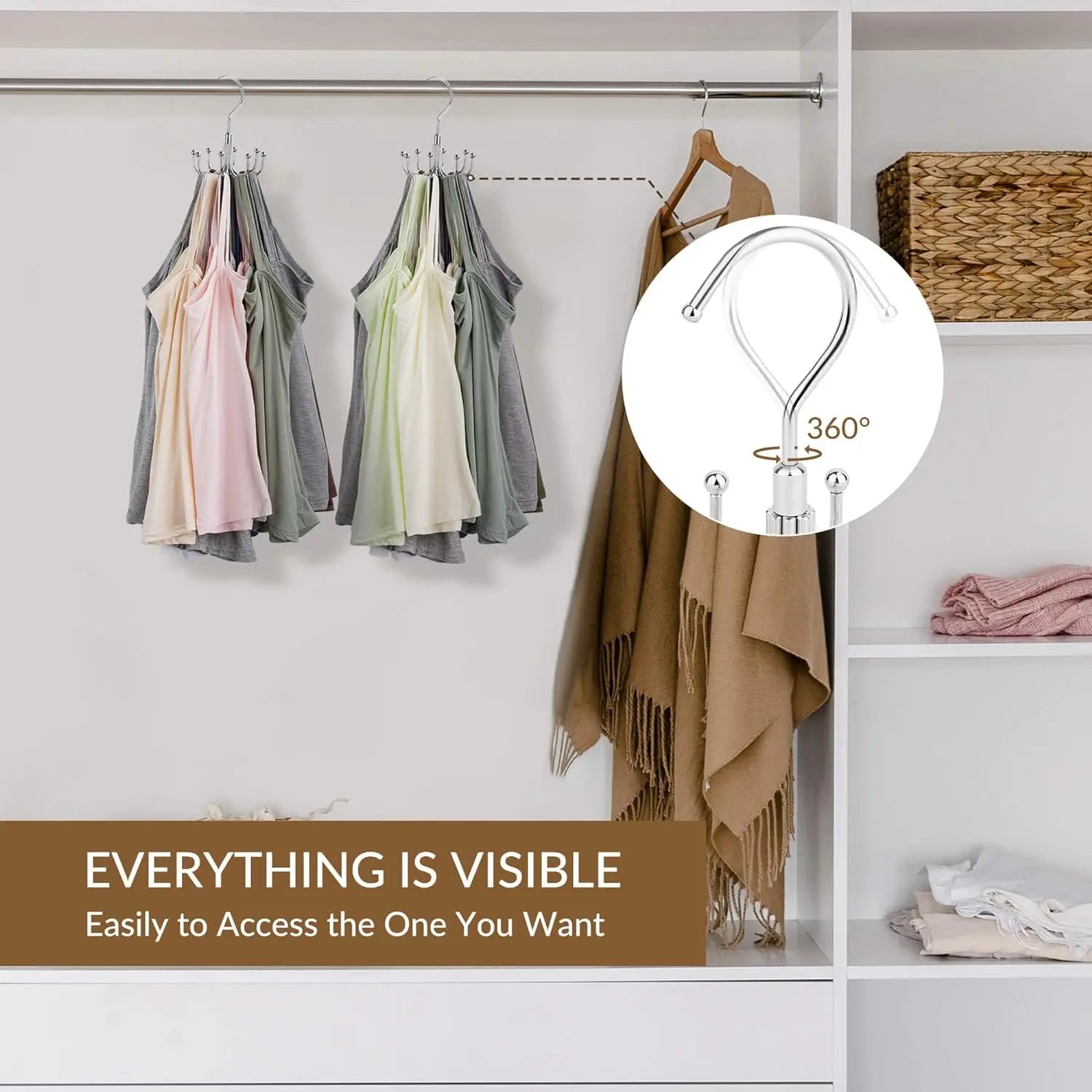 24-Slot Rotating Bra & Tank Top Organizer – Space-Saving Metal Hanger - OJABay
