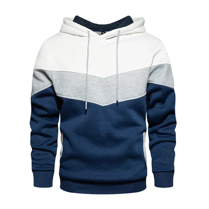 Men’s Patchwork Fleece Hoodie – Warm Casual Streetwear Pullover - OJABay