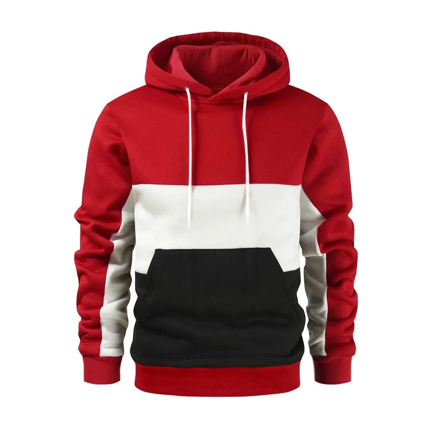 Men’s Patchwork Fleece Hoodie – Warm Casual Streetwear Pullover - OJABay