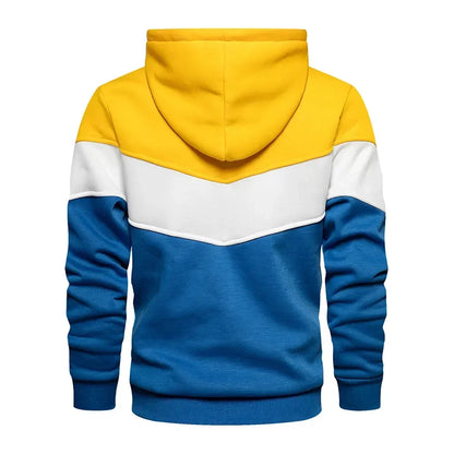 Men’s Patchwork Fleece Hoodie – Warm Casual Streetwear Pullover - OJABay