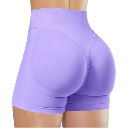 High-Waisted Yoga Shorts – Solid Color, Stretch Fit, Sexy & Sporty - OJABay