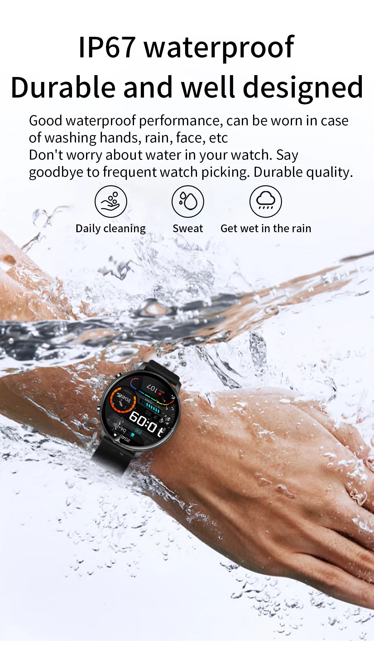 Fitness Smartwatch with Heart Rate & BP Monitor – Make Calls, Multi-Sport Modes - OJABay