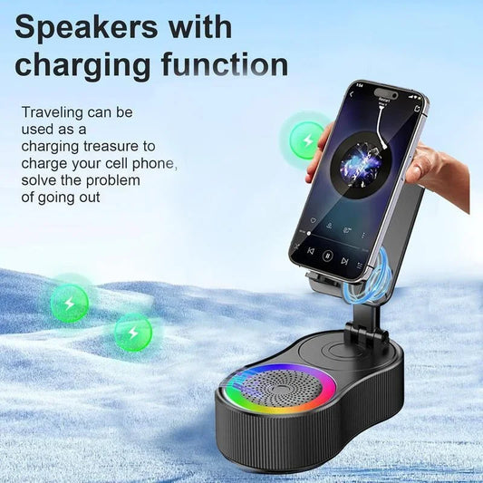 LED Phone Stand with Bluetooth Speaker – Adjustable Wireless Holder for Phones & Tablets - OJABay