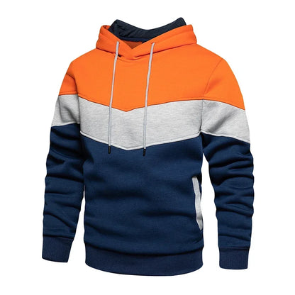 Men’s Patchwork Fleece Hoodie – Warm Casual Streetwear Pullover - OJABay