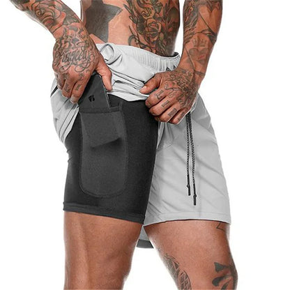 Men’s 2-in-1 Running & Gym Shorts – Double-Layer Sportswear for Fitness & Beach - OJABay