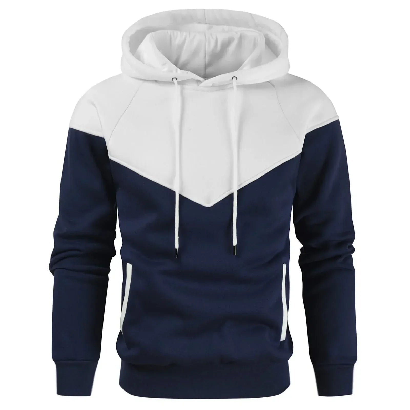 Men’s Patchwork Fleece Hoodie – Warm Casual Streetwear Pullover - OJABay