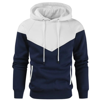 Men’s Patchwork Fleece Hoodie – Warm Casual Streetwear Pullover - OJABay