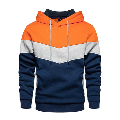 Men’s Patchwork Fleece Hoodie – Warm Casual Streetwear Pullover - OJABay