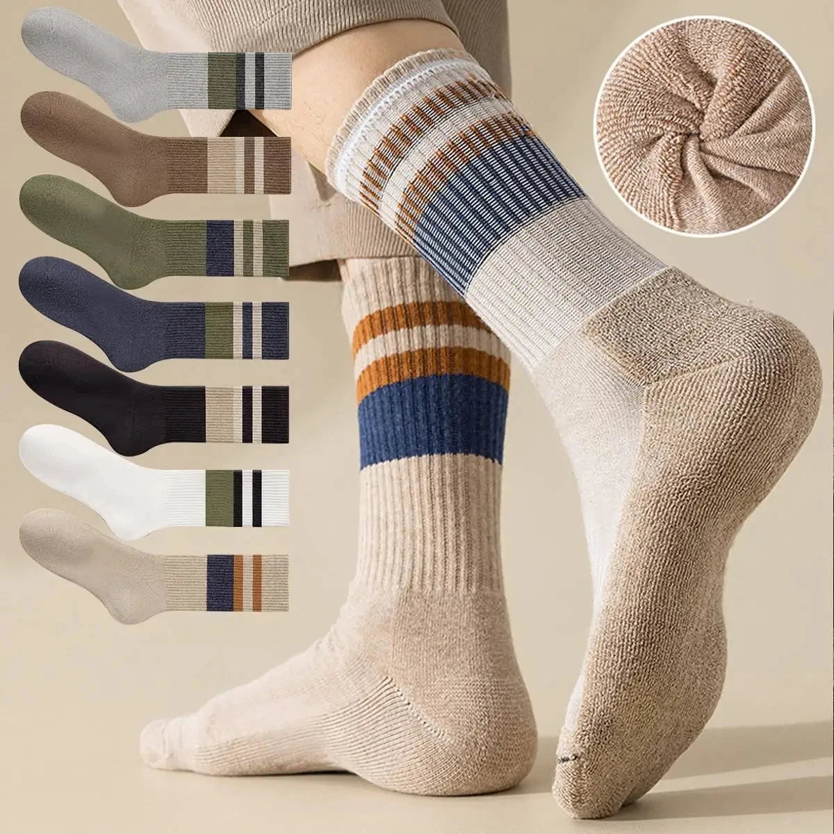 3/5/10 Pairs Men’s Breathable Bamboo Fiber Socks – Sweat-Absorbing, Deodorant Business & Sports Crew Stockings - OJABay