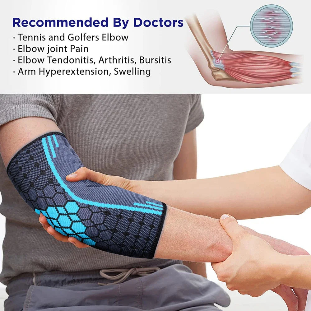 Elbow Brace Compression Sleeve with Adjustable Strap – Tennis Elbow, Golf & Weightlifting (1PC) - OJABay