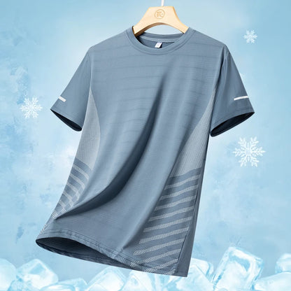 Men's Ice Silk Running T-Shirt – Quick-Dry, Breathable, Reflective Sports Tee - OJABay