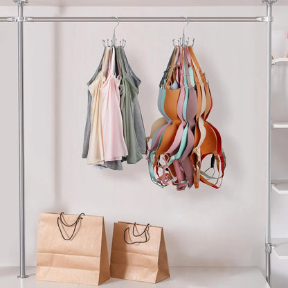24-Slot Rotating Bra & Tank Top Organizer – Space-Saving Metal Hanger - OJABay