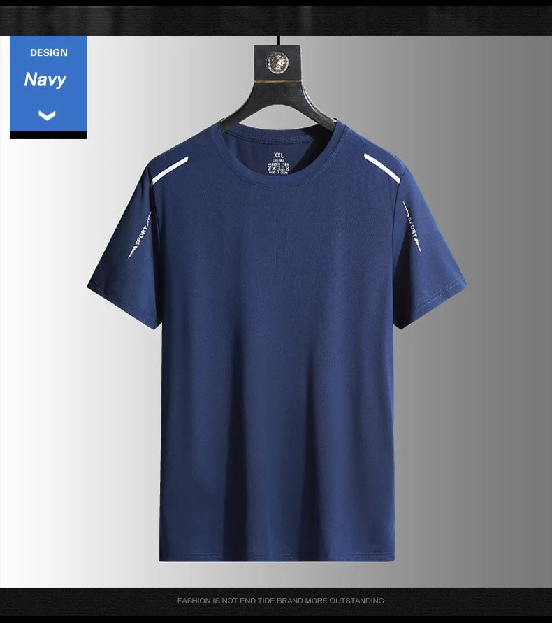 Running T-shirt Reflective Short Sleeve Ice Silk Quick Drying Summer Thin Breathable Fitness Tees Shirt Sportswear Sportsshirt - OJABay