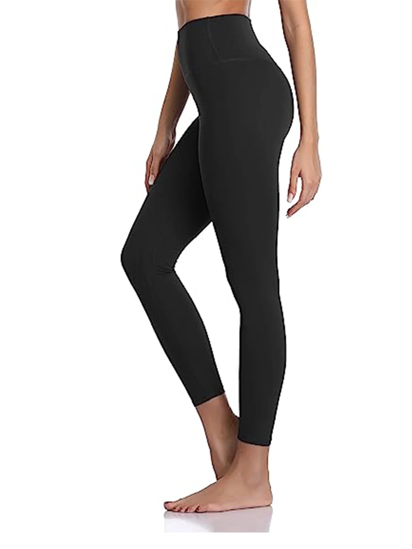 Women's High-Waisted Yoga Leggings Milk Silk Sweat-Absorbing Activewear Junior Size Knit Fabric Ankle-Length Seamless Sports Leggings - OJABay
