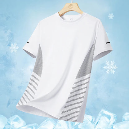 Men's Ice Silk Running T-Shirt – Quick-Dry, Breathable, Reflective Sports Tee - OJABay