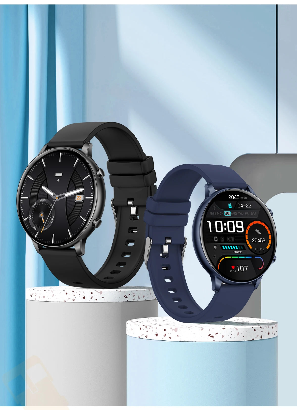 Fitness Smartwatch with Heart Rate & BP Monitor – Make Calls, Multi-Sport Modes - OJABay