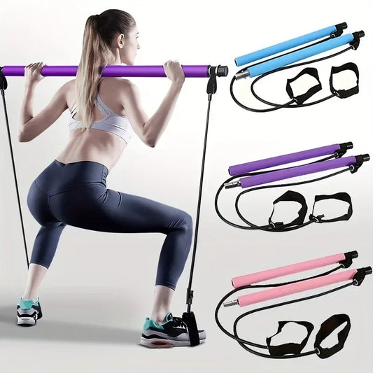 Portable Pilates Bar Kit with Resistance Bands – Yoga & Strength Training Stick - OJABay