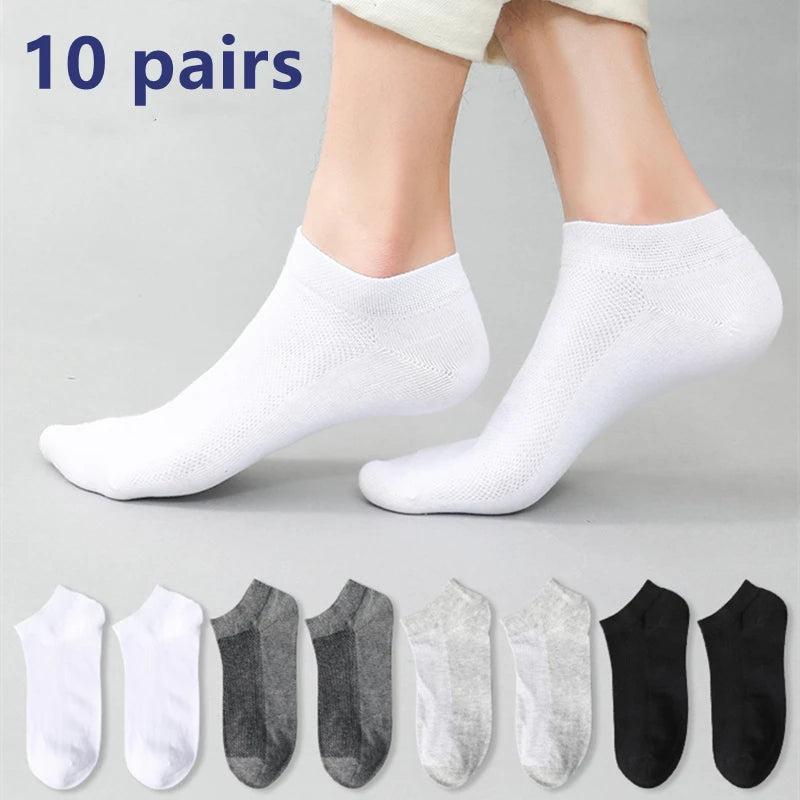 3/5/10 Pairs Men’s Breathable Bamboo Fiber Socks – Sweat-Absorbing, Deodorant Business & Sports Crew Stockings - OJABay