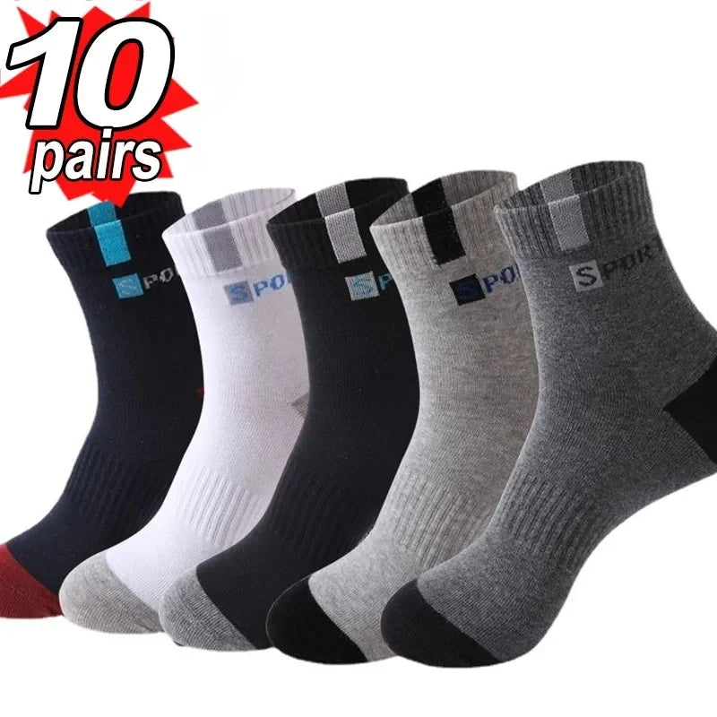 3/5/10 Pairs Men’s Breathable Bamboo Fiber Socks – Sweat-Absorbing, Deodorant Business & Sports Crew Stockings - OJABay