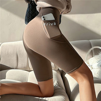 Women's High-Waist Yoga Shorts – Seamless Fitness Shorts for Gym & Streetwear | Tight Workout Shorts with Stretch - OJABay