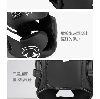 Kickboxing & Boxing Helmet – PU Leather Full-Cover Headgear for Men, Women, and Kids | MMA, Muay Thai, Karate, Sanda Training - OJABay