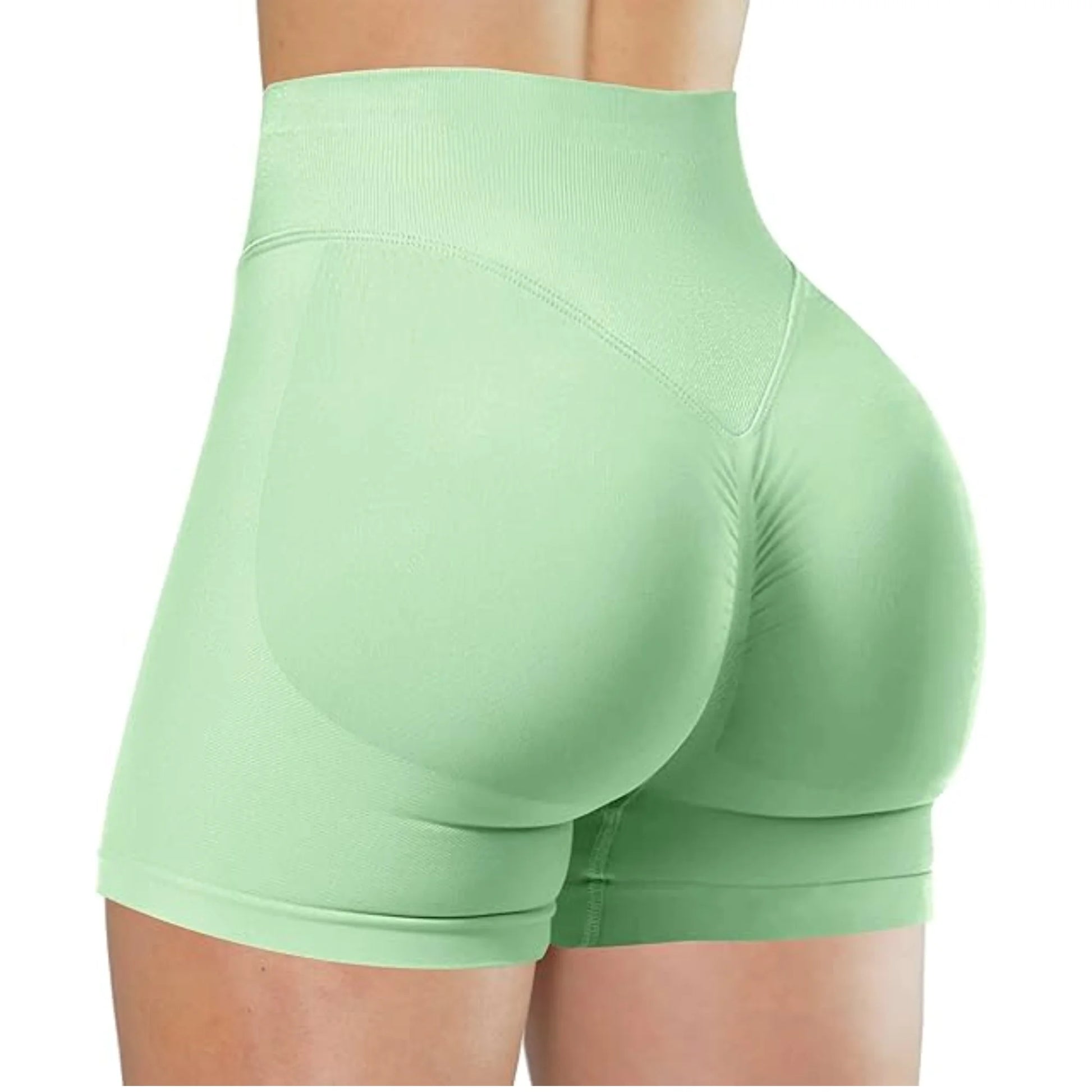 High-Waisted Yoga Shorts – Solid Color, Stretch Fit, Sexy & Sporty - OJABay