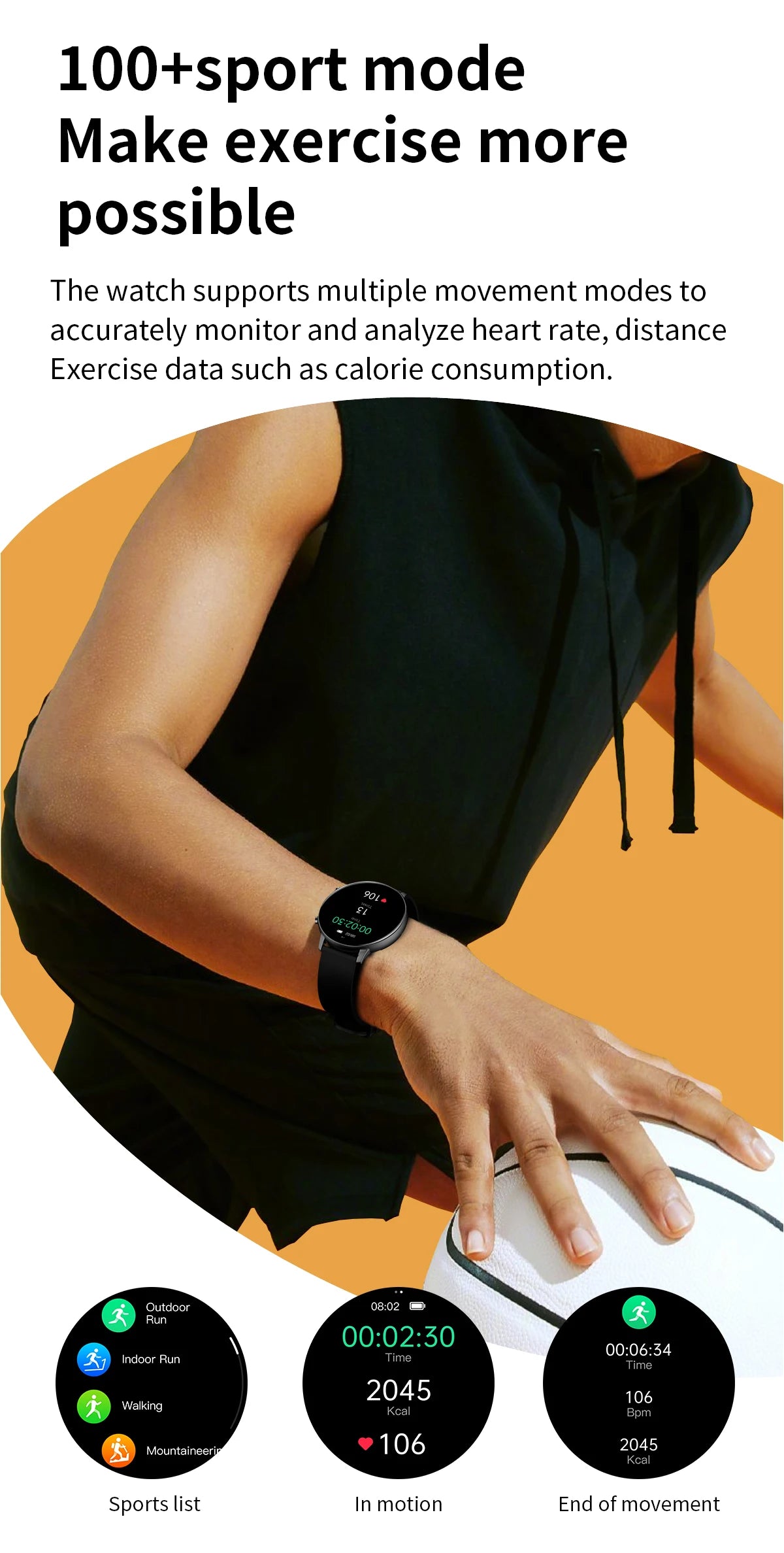 Fitness Smartwatch with Heart Rate & BP Monitor – Make Calls, Multi-Sport Modes - OJABay