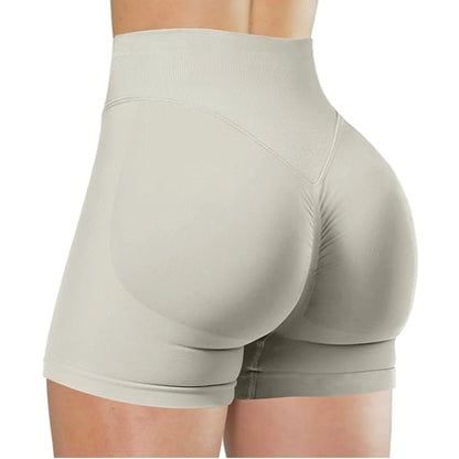 High-Waisted Yoga Shorts – Solid Color, Stretch Fit, Sexy & Sporty - OJABay