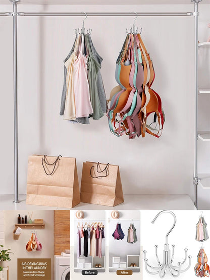 24-Slot Rotating Bra & Tank Top Organizer – Space-Saving Metal Hanger - OJABay