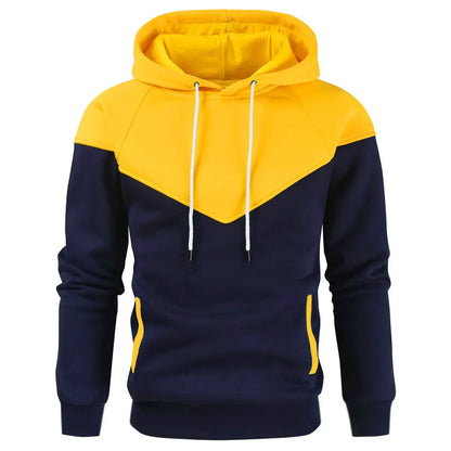 Men’s Patchwork Fleece Hoodie – Warm Casual Streetwear Pullover - OJABay