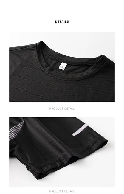Men's Ice Silk Running T-Shirt – Quick-Dry, Breathable, Reflective Sports Tee - OJABay