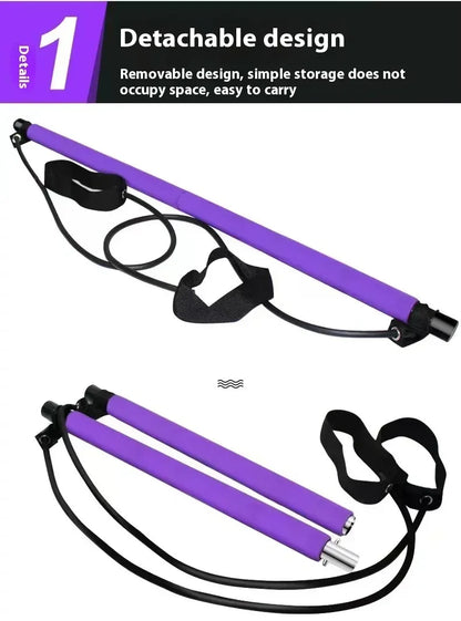 Portable Pilates Bar Kit with Resistance Bands – Yoga & Strength Training Stick - OJABay