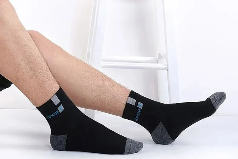 3/5/10 Pairs Men’s Breathable Bamboo Fiber Socks – Sweat-Absorbing, Deodorant Business & Sports Crew Stockings - OJABay