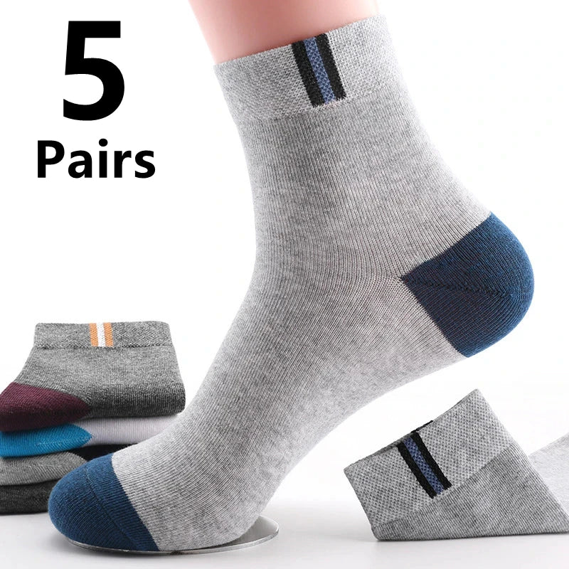 3/5/10 Pairs Men’s Breathable Bamboo Fiber Socks – Sweat-Absorbing, Deodorant Business & Sports Crew Stockings - OJABay