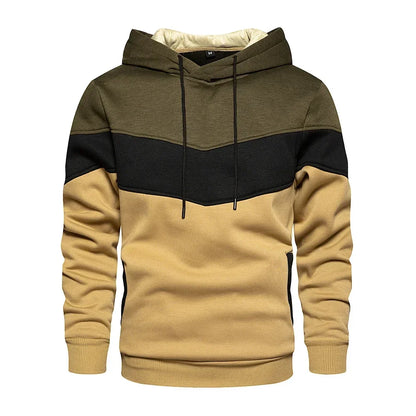 Men’s Patchwork Fleece Hoodie – Warm Casual Streetwear Pullover - OJABay
