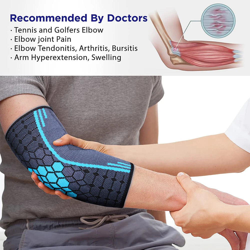 Elbow Brace Compression Sleeve with Adjustable Strap – Tennis Elbow, Golf & Weightlifting (1PC) - OJABay