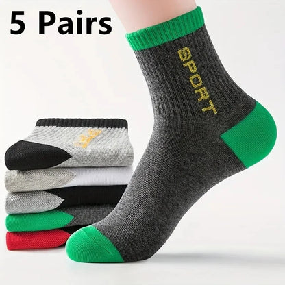 3/5/10 Pairs Men’s Breathable Bamboo Fiber Socks – Sweat-Absorbing, Deodorant Business & Sports Crew Stockings - OJABay