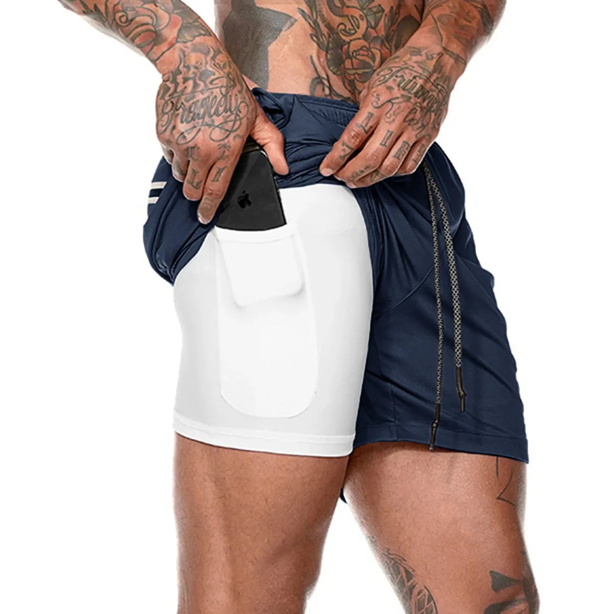 Men’s 2-in-1 Running & Gym Shorts – Double-Layer Sportswear for Fitness & Beach - OJABay