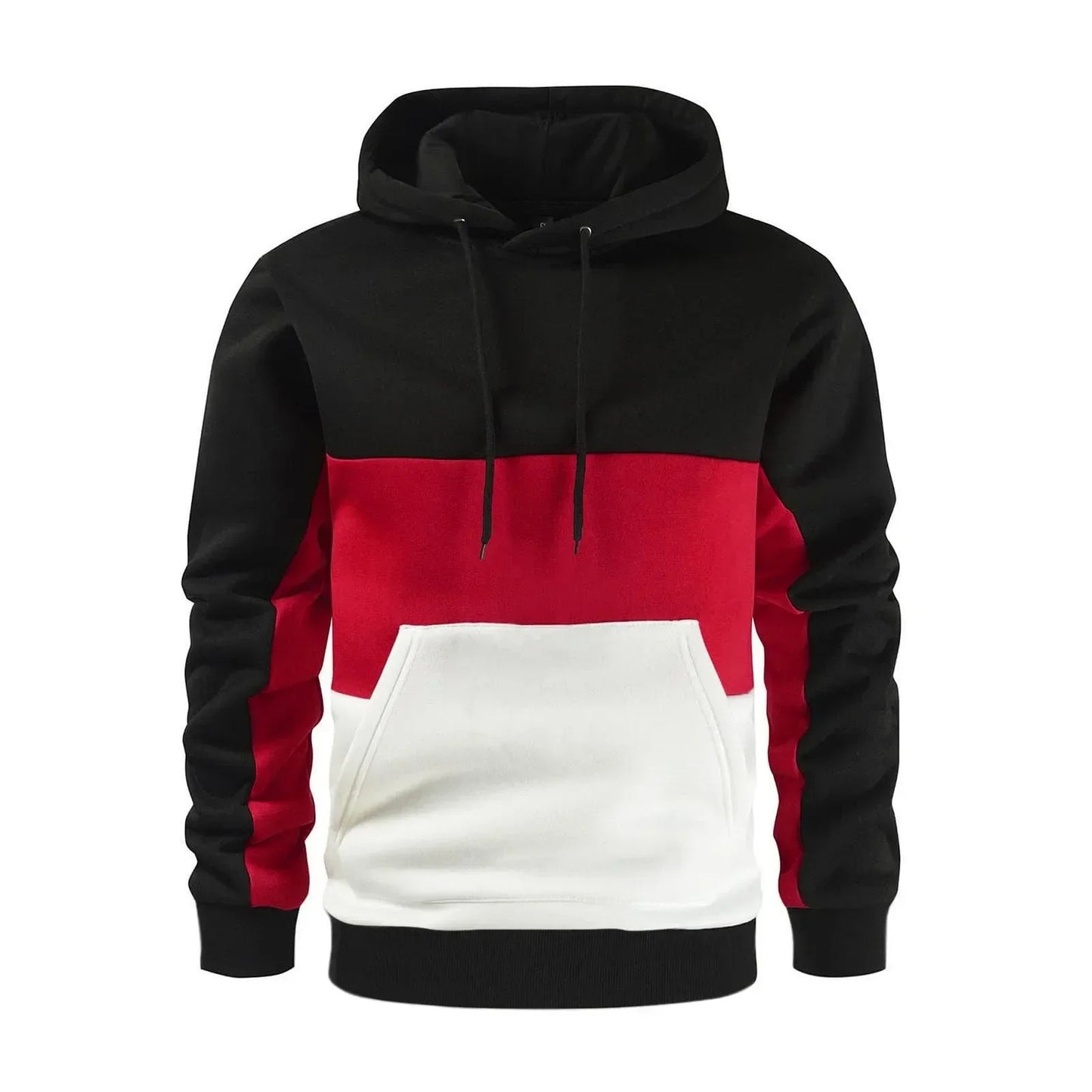 Men’s Patchwork Fleece Hoodie – Warm Casual Streetwear Pullover - OJABay