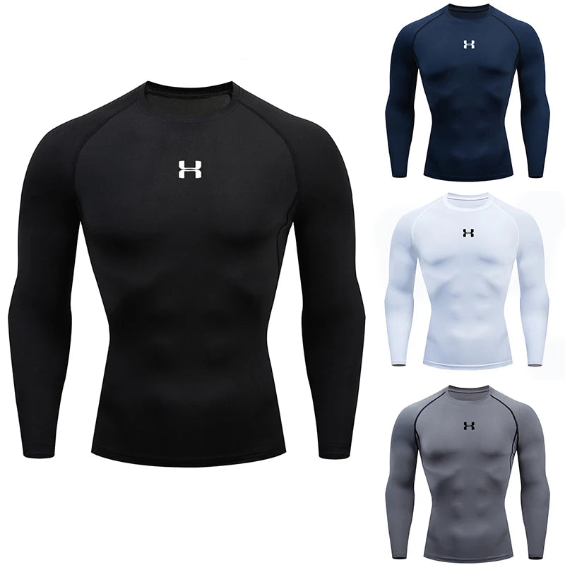 Men's Long Sleeve Compression Workout Shirt – Gym, Running, Training Tee - OJABay