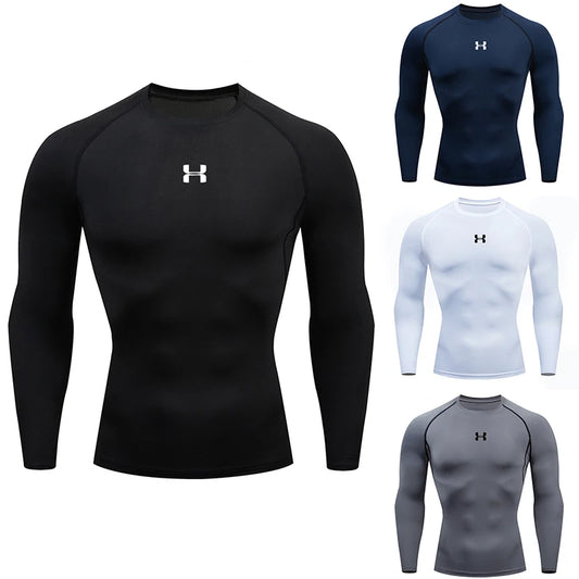 Men's Long Sleeve Compression Workout Shirt – Gym, Running, Training Tee - OJABay