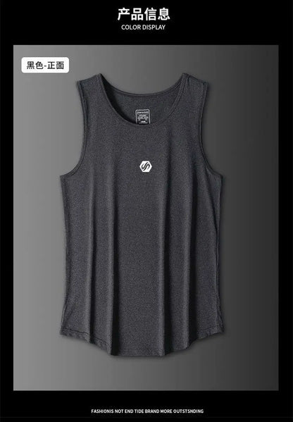 Gray tank top with a logo on a gray background