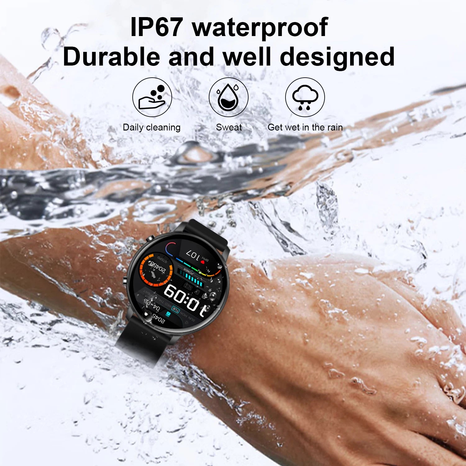 Fitness Smartwatch with Heart Rate & BP Monitor – Make Calls, Multi-Sport Modes - OJABay