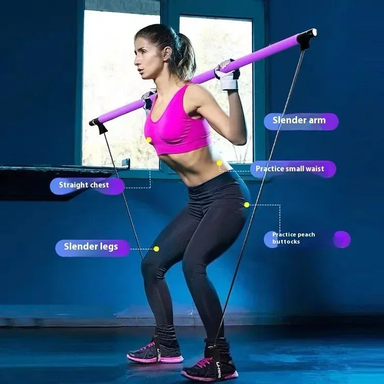 Portable Pilates Bar Kit with Resistance Bands – Yoga & Strength Training Stick - OJABay