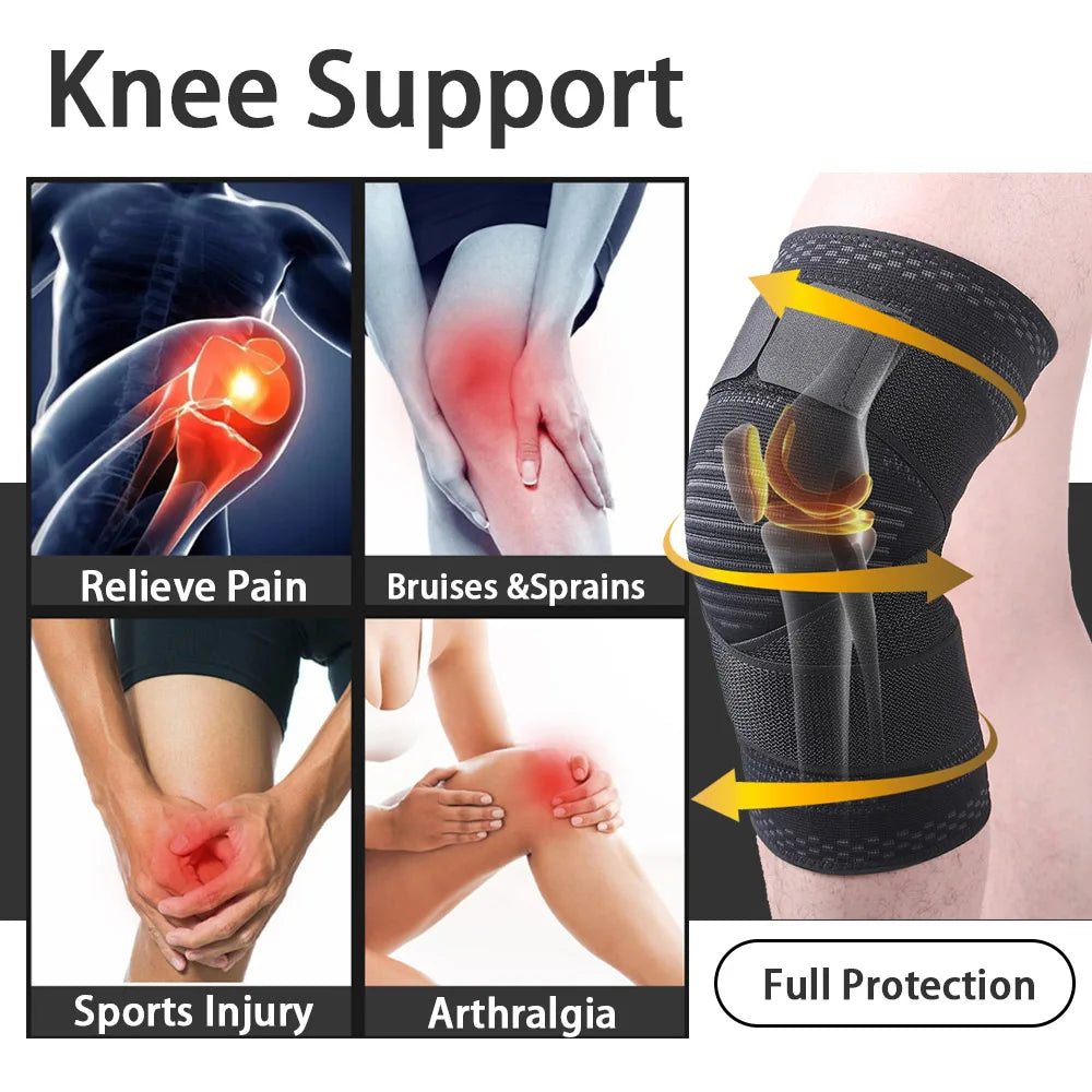 1PC Compression Knee Brace with Adjustable Bandage – Sports Support for Running, Basketball, Volleyball & Fitness - OJABay